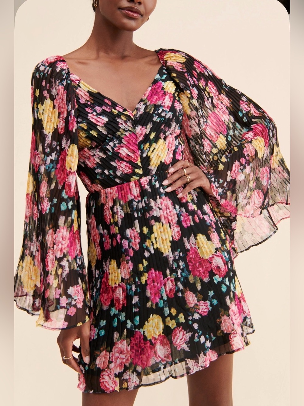 Anthropologie La Maison Talulah Midnight Fiesta Floral Mini Dress | Medium